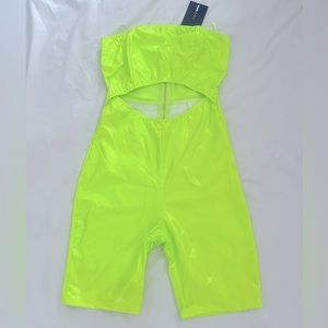 Fashion nova one piece short set size medium color neon green